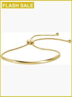 Adjustable Slider Bangle Bracelet 14K Gold Plated Minimalist Twist Bar